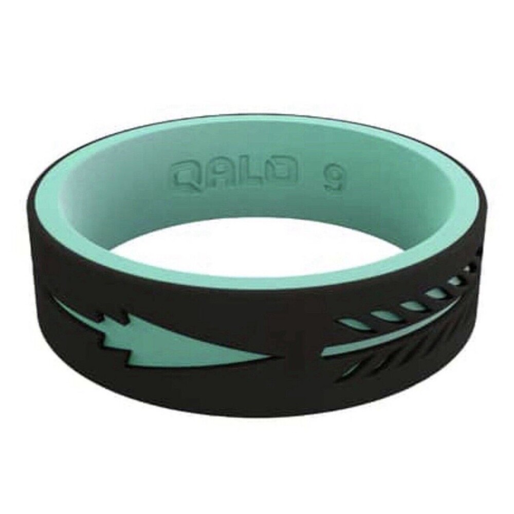 QALO Women’s Strata Arrow Silicone Ring In Black Tell Sz 9 New